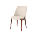 SILLA DE COMEDOR CON FRENTE DE PIEL BLANCA Y ACABADO DE MADERA