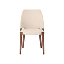 SILLA DE COMEDOR CON FRENTE DE PIEL BLANCA Y ACABADO DE MADERA