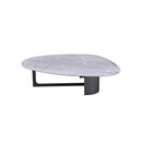 MESA DE CENTRO CON TOPE DE MARMOL Y BASE EN METAL