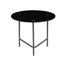 MESA DE CENTRO CON TOPE DE VIDRIO NEGRO CON PATAS GRISES