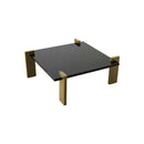 MESA DE CENTRO CON TOPE ESTILO MARMOL NEGRO Y PATAS DORADAS
