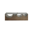MESA DE CENTRO BASE DORADA Y TOPE DE VIDRIO NEGRO