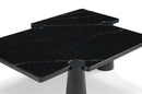 MESA DE CENTRO CON TOPE DE MARMOL NEGRO Y PATAS NEGRAS