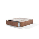 MESA DE CENTRO TOPE ESTILO MARMOL Y BASE ACABADO DE MADERA