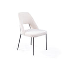 SILLA DE COMEDOR EN TELA OFF WHITE Y PATAS GRISES