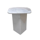 MESA LATERAL PANDA EN MARMOL BLANCO