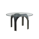 MESA DE COMEDOR CON TOPE DE VIDRIO Y PATAS NEGRAS