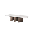 MESA DE COMEDOR CON TOPE DE CERAMICA Y BASE DORADA