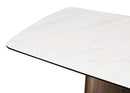 MESA DE COMEDOR CON TOPE DE CERAMICA Y BASE DORADA