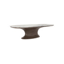 MESA DE COMEDOR CON TOPE DE MARMOL Y BASE ACABADO DE MADERA