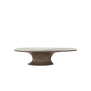 MESA DE COMEDOR CON TOPE DE MARMOL Y BASE ACABADO DE MADERA