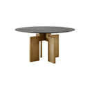 MESA DE COMEDOR ACABADO MADERA NEGRA Y BASE DORADA