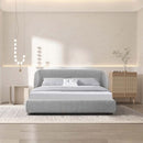 CAMA KING EN TELA GRIS