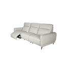 SOFA RECLINABLE ELECTRICO DE TRES ASIENTOS CON FRENTE DE PIEL GRIS CLARO