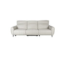 SOFA RECLINABLE ELECTRICO DE TRES ASIENTOS CON FRENTE DE PIEL GRIS CLARO