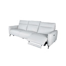 SOFA RECLINABLE ELECTRICO DE TRES ASIENTOS CON FRENTE DE PIEL GRIS CLARO