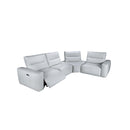 SOFA SECCIONAL RECLINABLE ELECTRICO CON FRENTE DE PIEL GRIS