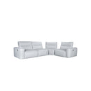 SOFA SECCIONAL RECLINABLE ELECTRICO CON FRENTE DE PIEL GRIS