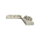 SOFA SECCIONAL ESTACIONARO EN TELA TEXTURIZADA BEIGE