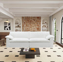 SOFA ESTACIONARIO DE CUATRO ASIENTOS EN TELA BLANCA