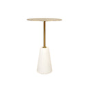 MESA LATERAL EN MARMOL BLANCO Y TOPE DORADO