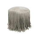 OTOMAN CON FRENTE DE PIEL BEIGE GRISACEO