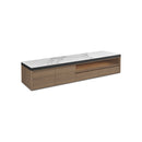 MESA DE TV CON TOPE DE CERAMICA Y BASE ACABADO DE MADERA