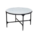 MESA DE CENTRO EN METAL NEGRO CON TOPE ESTILO MARMOL