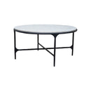 MESA DE CENTRO EN METAL NEGRO CON TOPE ESTILO MARMOL