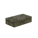 COFRE DE MADERA CON FRENTE DE PIEL VERDE