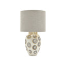 LAMPARA DE MESA DE CEREAMICA Y PANTALLA EN TELA