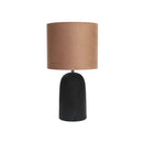 LAMPARA DE MESA PANTALLA NARANJA Y BASE NEGRA