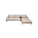 SOFA SECCIONAL ESTACIONARIO CON FRENTE DE PIEL GRIS