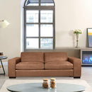 SOFA ESTACIONARIO DE CUATRO ASIENTOS CON FRENTE DE PIEL MARRON