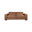 SOFA ESTACIONARIO DE CUATRO ASIENTOS CON FRENTE DE PIEL MARRON