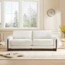 SOFA ESTACIONARIO DE DOS ASIENTOS EN TELA BLANCA