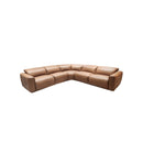 SOFA SECCIONAL RECLINABLE ELECTRICO CON FRENTE DE PIEL MARRON