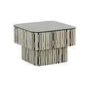 MESA DE CENTRO DE NEGRO CON CREMA Y TOPE DE VIDRIO NEGRO 9-95