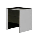 MESA DE NOCHE CON FRENTE DE PIEL GRIS Y ACABADO DE MADERA NEGRA 9-40