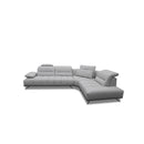 SOFA SECCIONAL ESTACIONARIO CON FRENTE DE PIEL GRIS Y PATAS NEGRAS