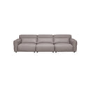 SOFA DE CUATRO ASIENTOS RECLINABLE ELECTRICO CON FRENTE DE PIEL BEIGE