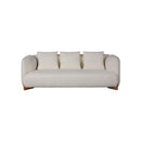 SOFA ESTACIONARIO DE TRES ASIENTOS EN TELA BLANCA