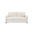 SOFA CAMA EN TELA BEIGE Y PATAS NEGRAS