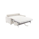 SOFA CAMA EN TELA BEIGE Y PATAS NEGRAS