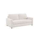 SOFA CAMA EN TELA BEIGE Y PATAS NEGRAS