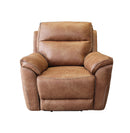 BUTACA RECLINABLE ELECTRICA CON FRENTE DE PIEL CAMEL