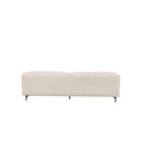 SOFA ESTACIONARIO DE TRES ASIENTOS EN TELA BEIGE Y PATAS NEGRAS