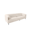 SOFA ESTACIONARIO DE TRES ASIENTOS EN TELA BEIGE Y PATAS NEGRAS