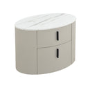 MESA DE NOCHE CON TOPE DE MARMOL Y BASE BEIGE
