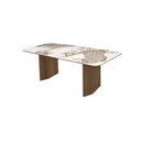 MESA DE COMEDOR DE CON TOPE DE CERAMICA Y BASE ACABADO DE MADERA